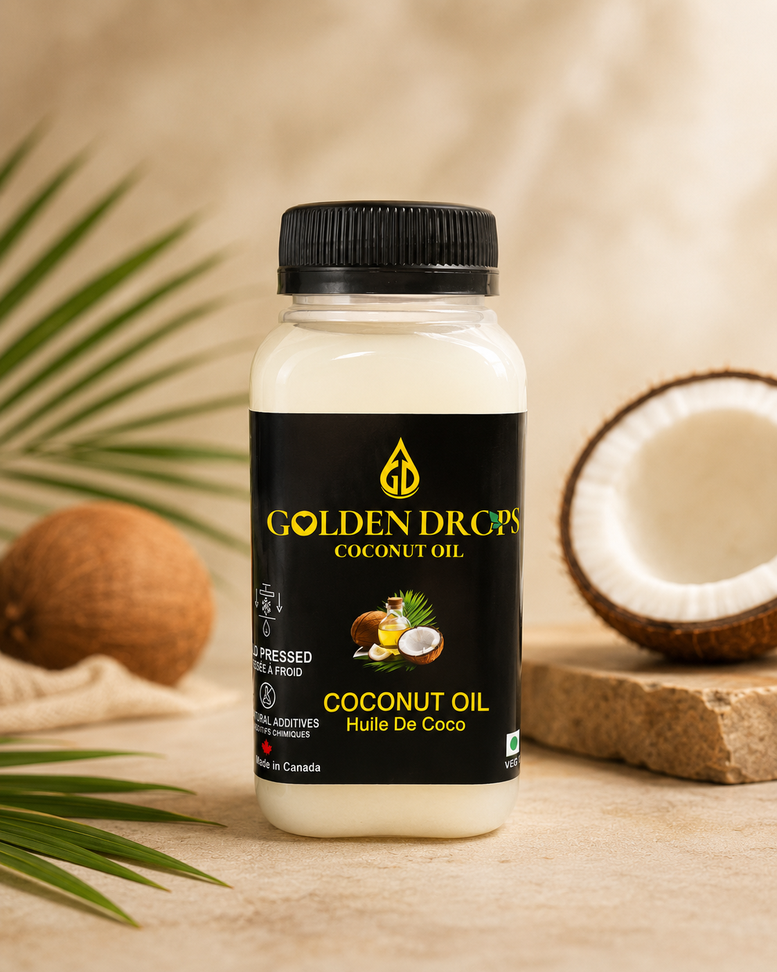 Golden Drops Coconut Oil bottle